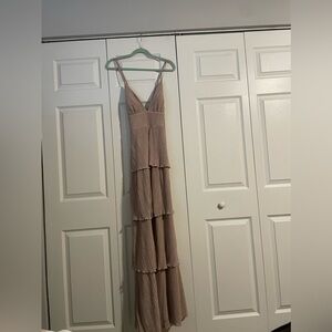 Speechless Tan Layered Maxi Sparkly Dress